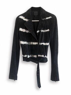 Joe's Jeans suede leather moto biker jacket Tie Dye Black Women’s XS